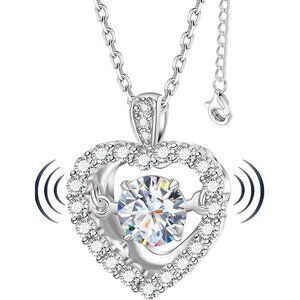 Women Women Pendant Necklace Sterling Silver 20" White Gold Plated Heart Gift